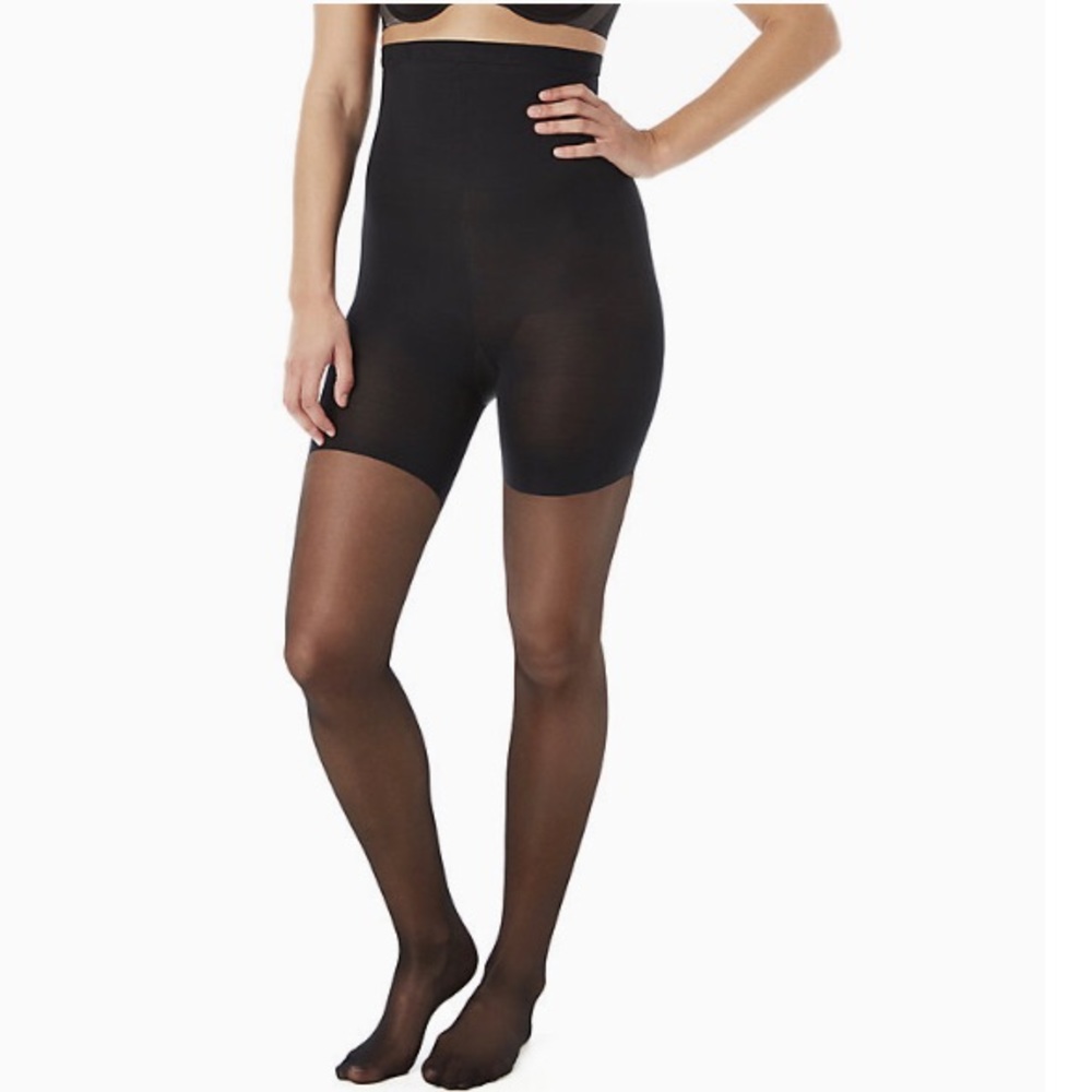 RED HOT by SPANX 20028R Very Black High Waist Shaping Sheers Pantyhose Size 3